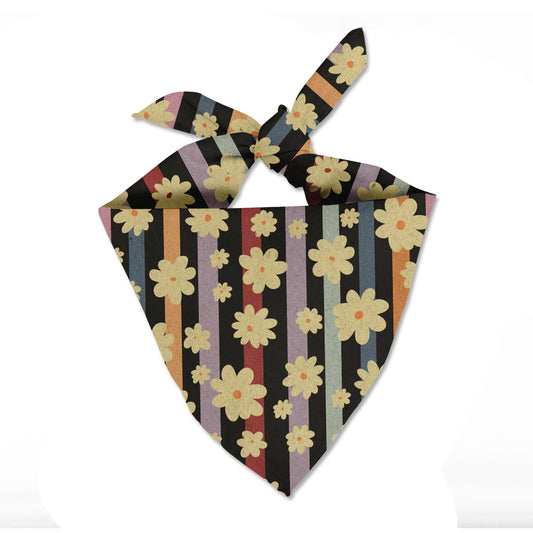 Stripe Flowers Dog Scarf