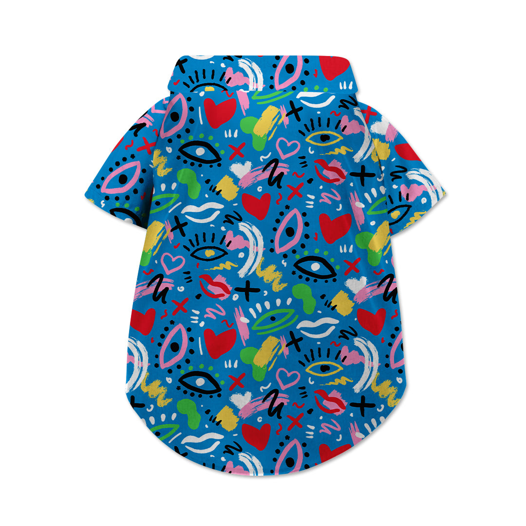 Abstract Lips Dog Hawaiian Button Up