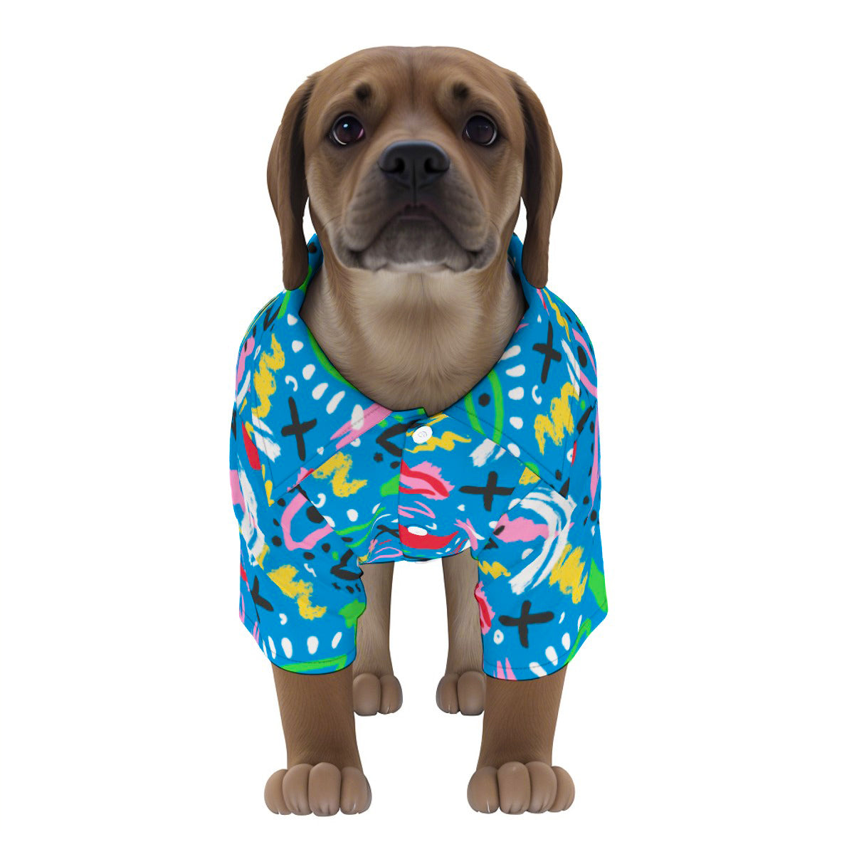 Abstract Lips Dog Hawaiian Button Up