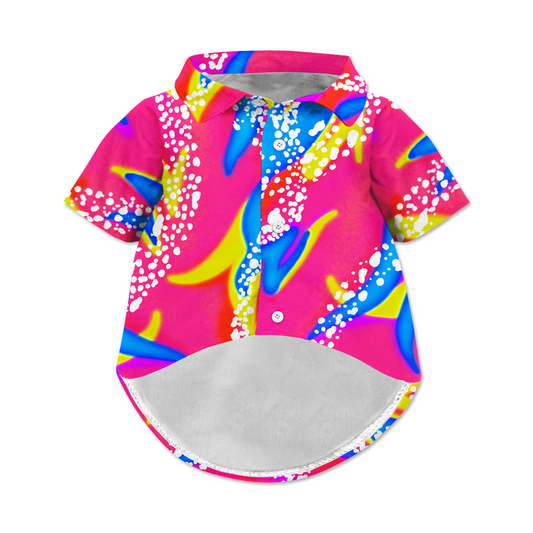 90s Neon Dog Hawaiian Button Up