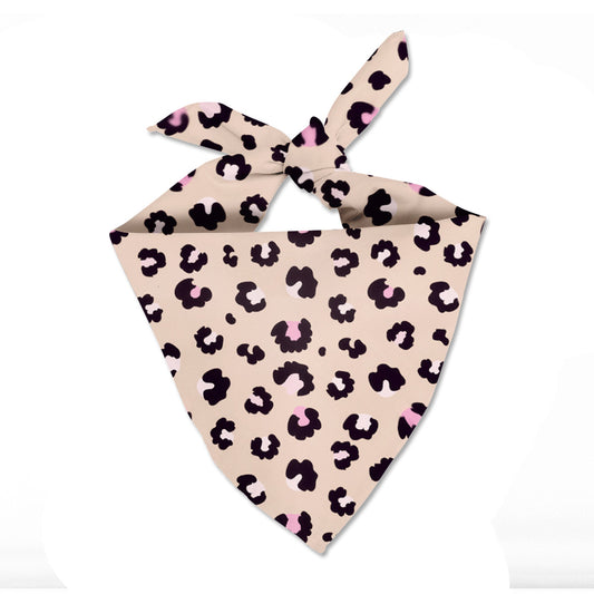 Black & Pink Leopard Pattern Dog Scarf