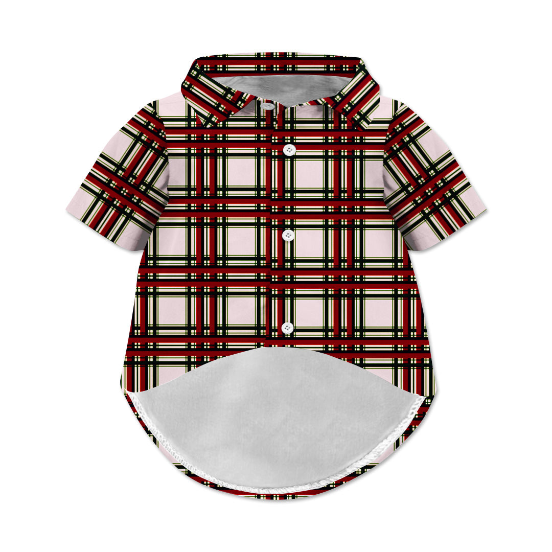 Checkered Pattern Dog Hawaiian Button Up