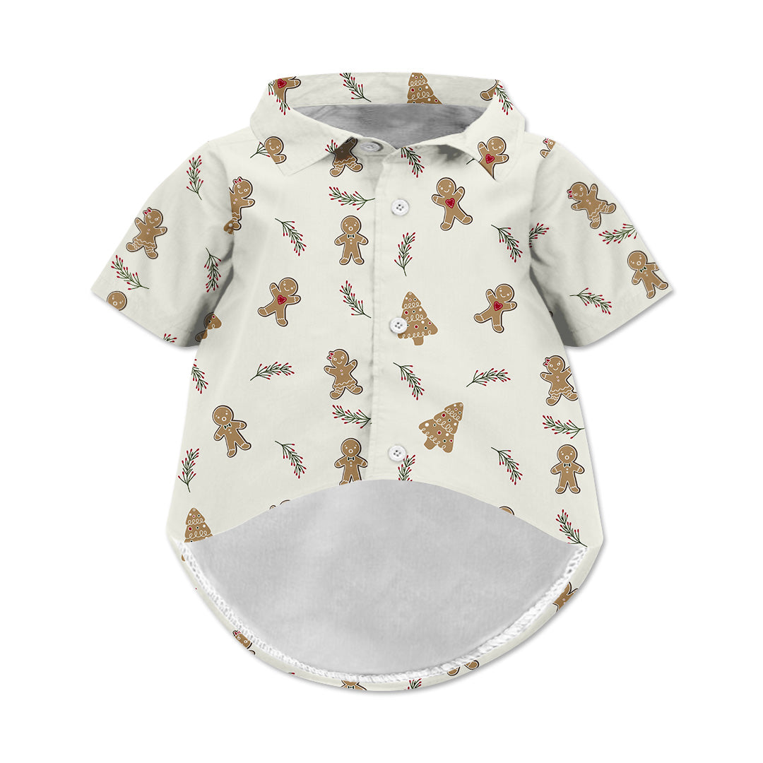 Christmas Cookies Dog Hawaiian Button Up