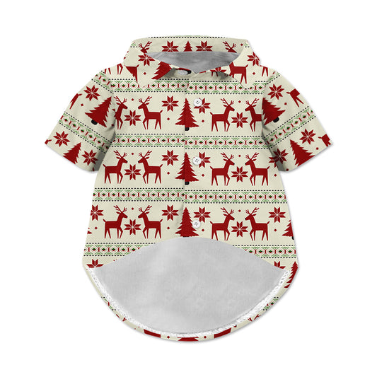 Christmas Deer Hawaiian Button Up