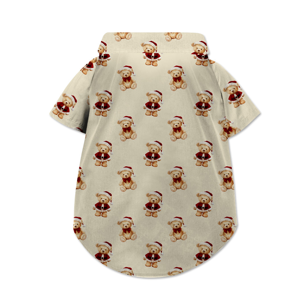 Christmas Teddy Bears Dog Hawaiian Button Up