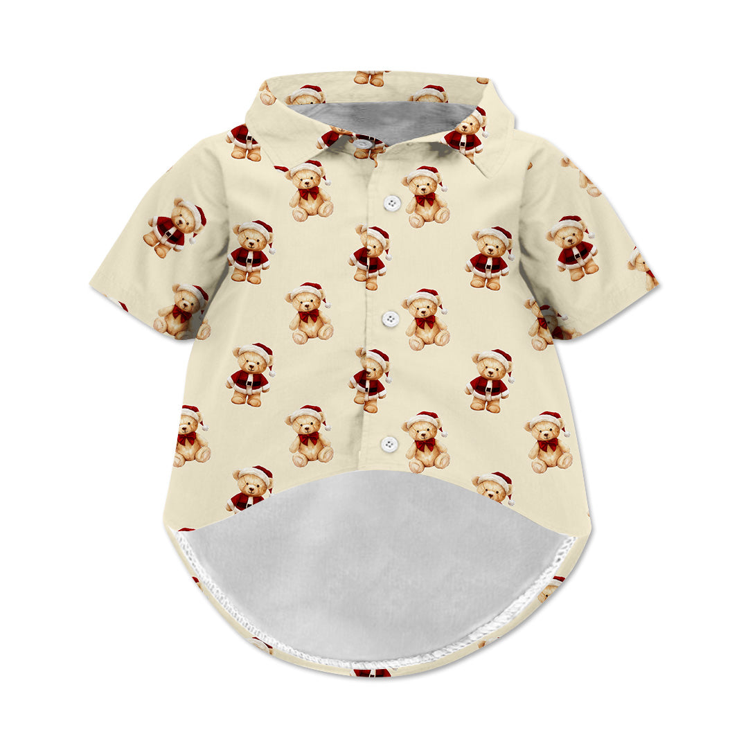 Christmas Teddy Bears Dog Hawaiian Button Up