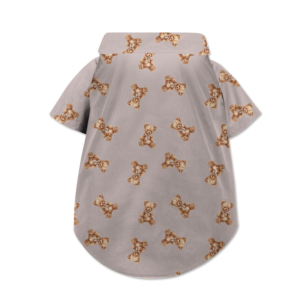 Teddy Bear with Bow Dog Hawaiian Button Up