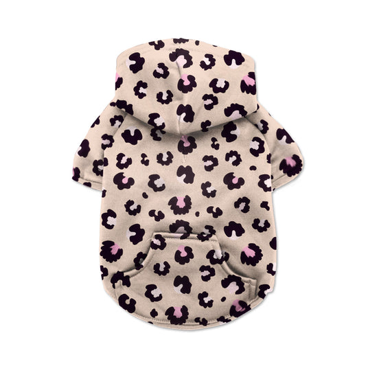 Black & Pink Leopard Pattern Dog Hoodie