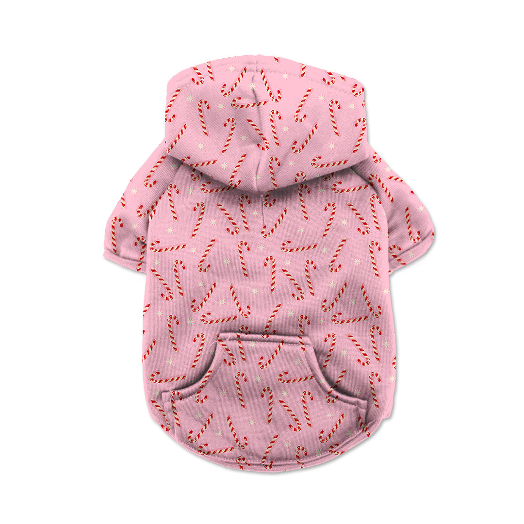 Pink Candy Canes Dog Hoodie