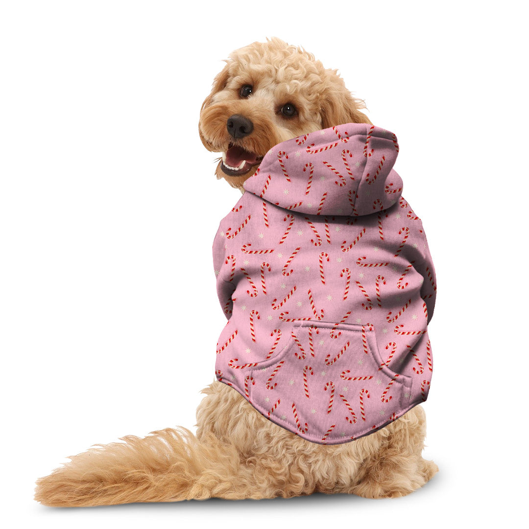 Pink Candy Canes Dog Hoodie