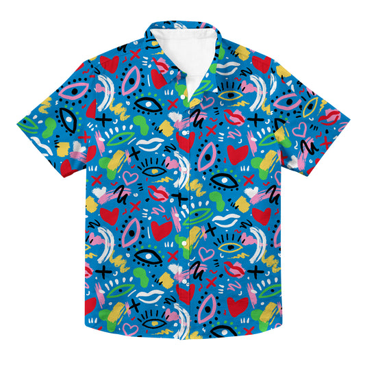 Abstract Lips Unisex Hawaiian Button Up