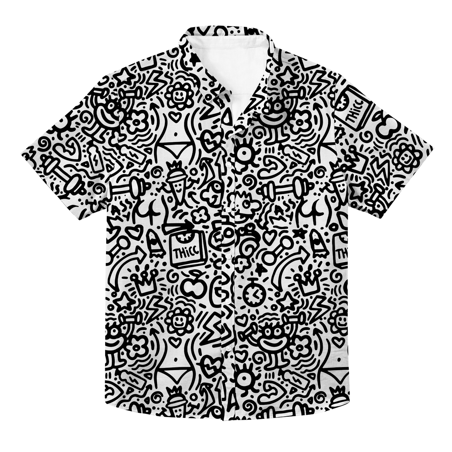 Doodle Unisex Hawaiian Button Up