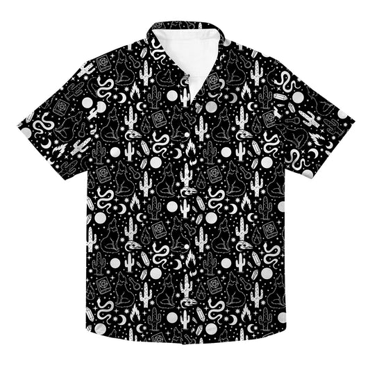 Moon and Wolf Unisex Hawaiian Button Up