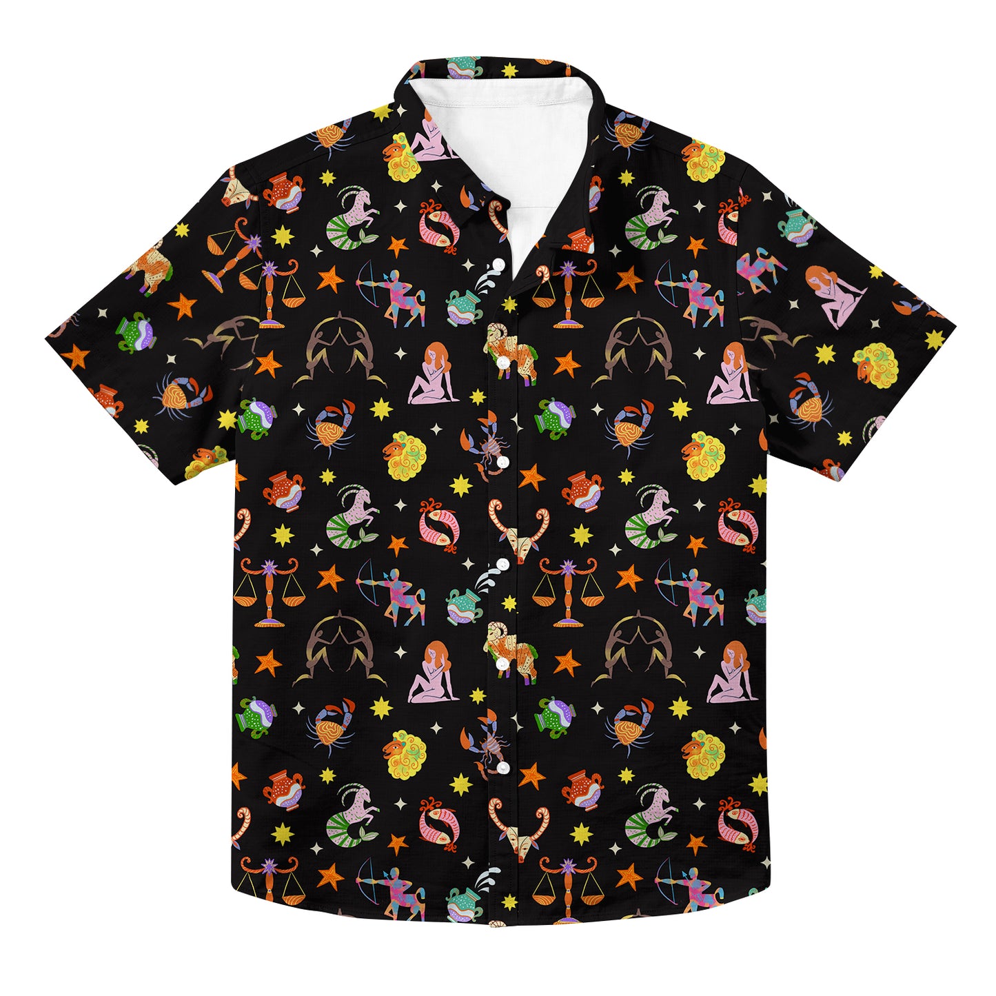 Zodiac Pattern Unisex Hawaiian Button Up