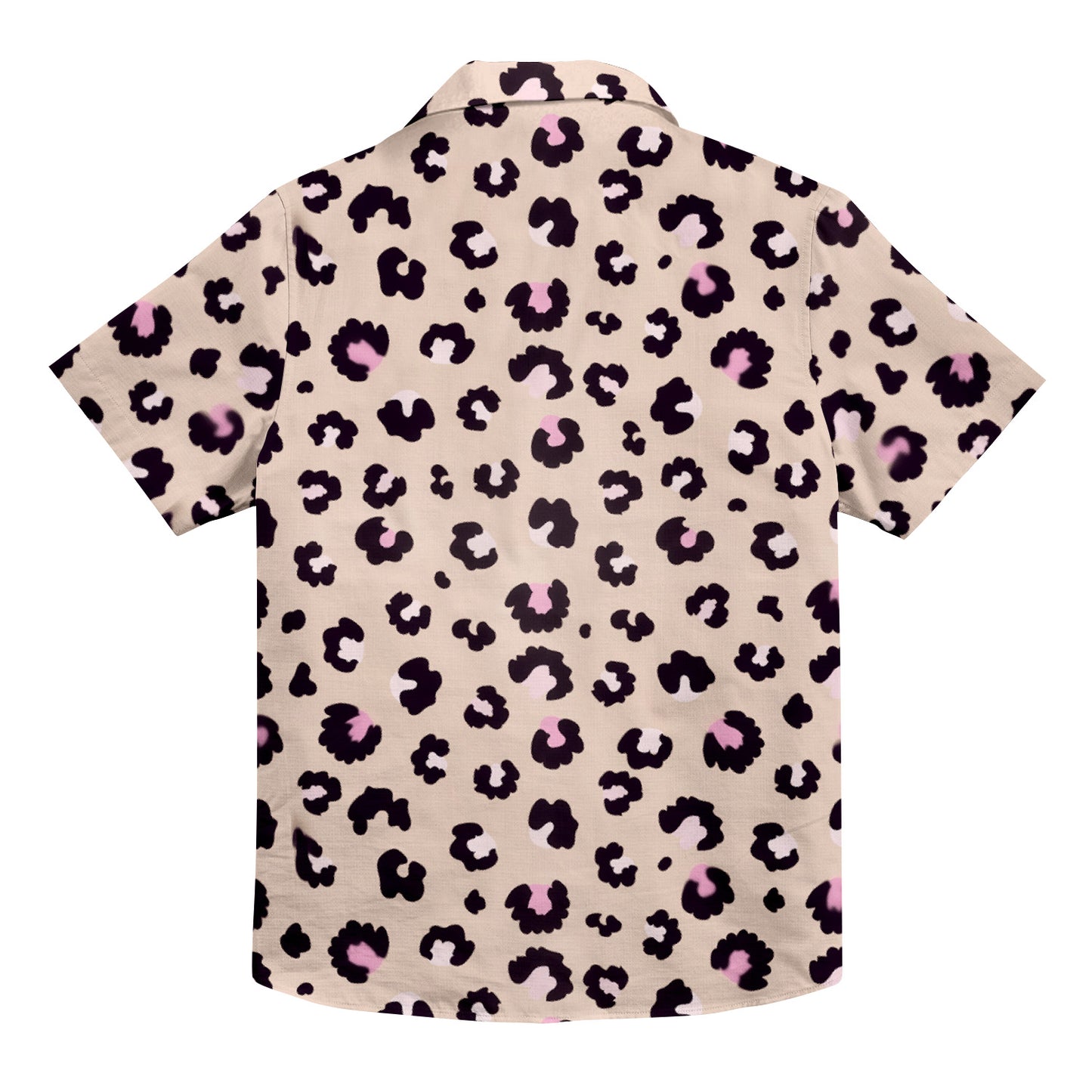 Black & Pink Leopard Pattern Unisex Hawaiian Button Up