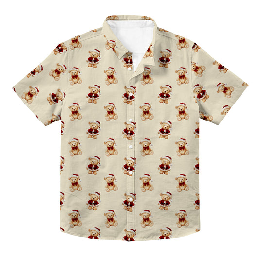 Christmas Teddy Bears Unisex Hawaiian Button Up