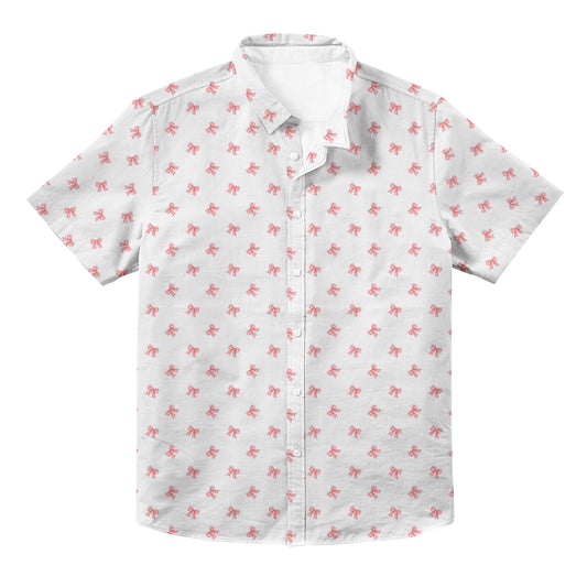 Pink Bow Unisex Hawaiian Button Up