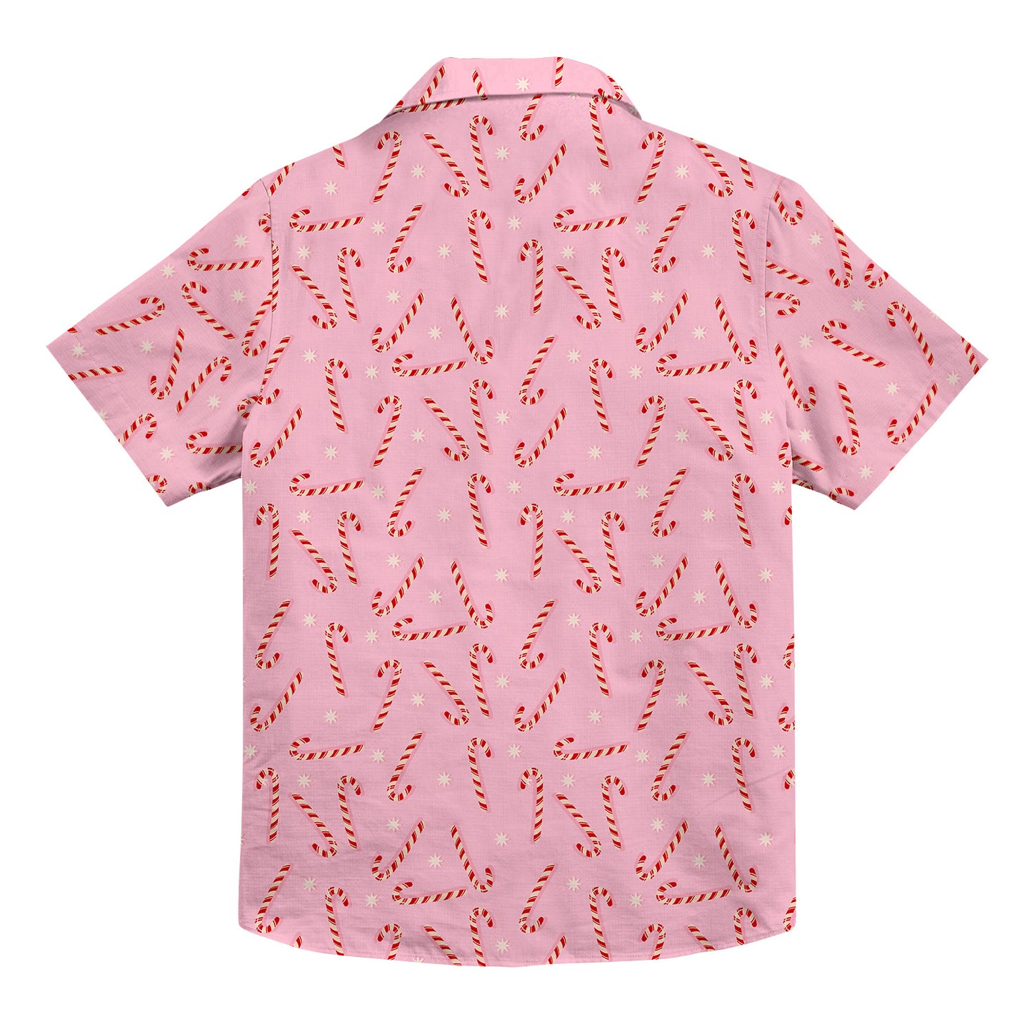 Pink Candy Canes Unisex Hawaiian Button Up