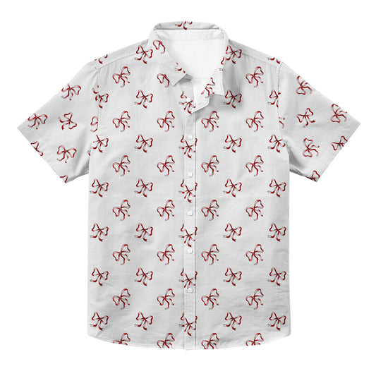 Red Bow Unisex Hawaiian Button Up