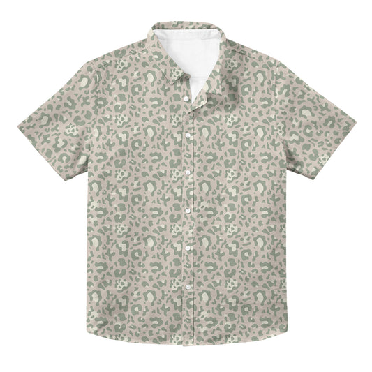 Green Leopard Pattern Unisex Hawaiian Button Up