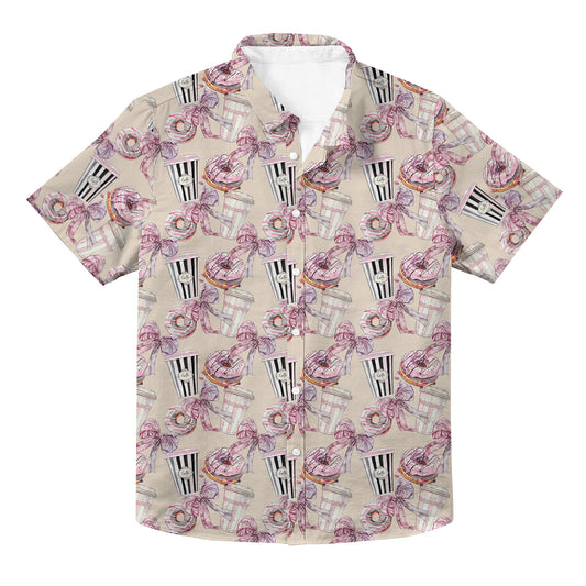 Coffee and Donut Unisex Hawaiian Button Up