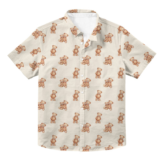 Couple Teddy Bear Unisex Hawaiian Button Up