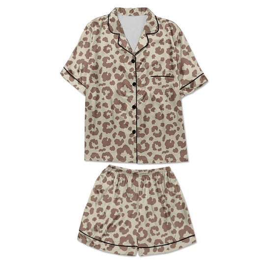 Brown Leopard Pattern Women's Pajama Set