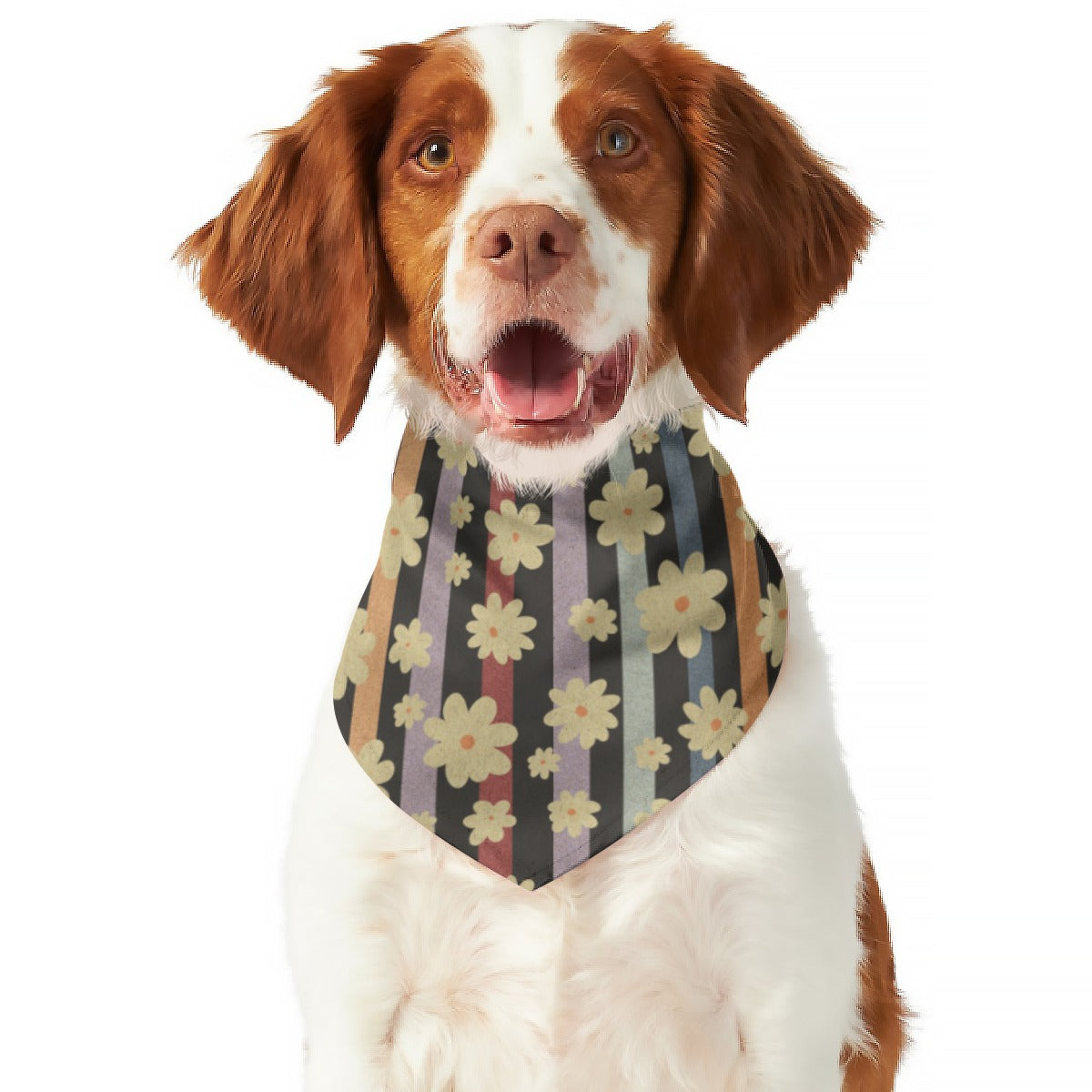 Stripe Flowers Dog Scarf