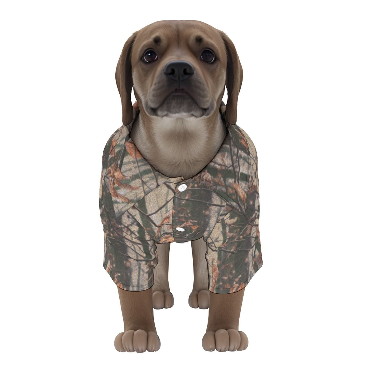 Autumn Camouflage Dog Hawaiian Button Up