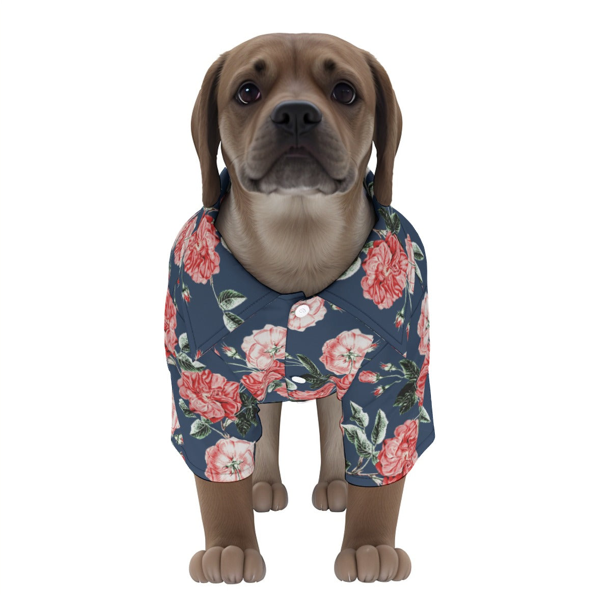 Vintage Rose Dog Hawaiian Button Up