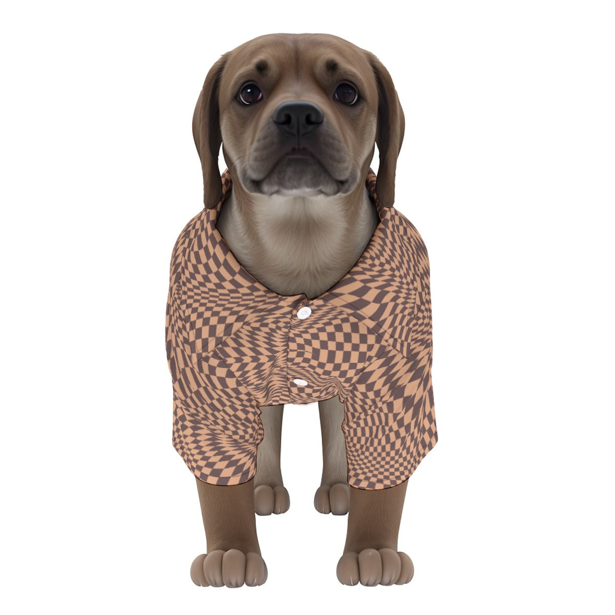 Trippy Checkered Dog Hawaiian Button Up